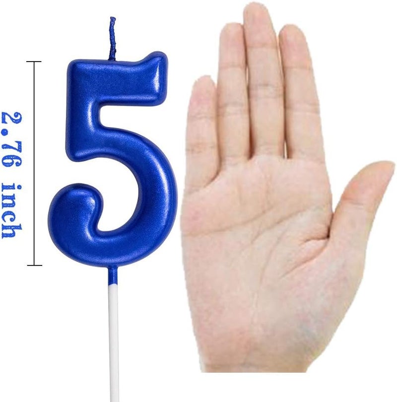 XNOVA Blue Birthday Candles 5 Candle 5th Five Years Cake Bady Roman Numberal Cool Number Candle No 50 51 52 53 54 55 56 57 58 59 - Image 2